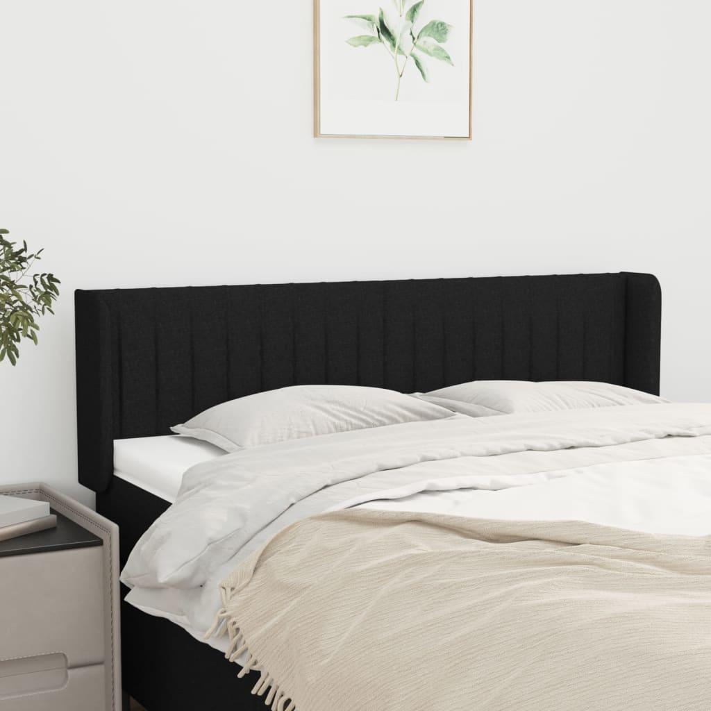 Sengegavl med kanter 147x16x78/88 cm stof sort