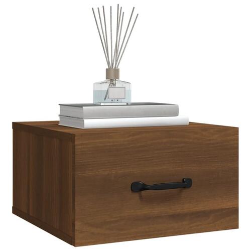Væghængte sengeborde 2 stk. 35x35x20 cm brun egetræsfarve