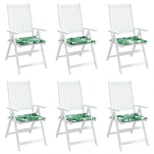Hynder til havestol 6 stk. 50x50x3 cm stof bladmønster