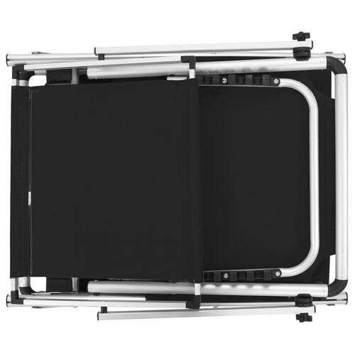 Foldbare liggestole m. baldakin 2 stk. aluminium textilene sort