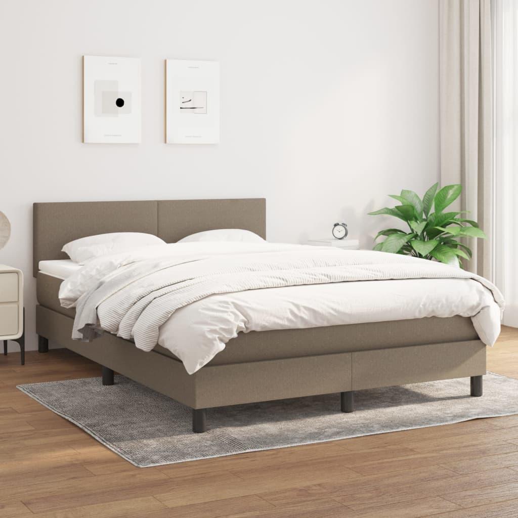 Kontinentalseng med madras 140×190 cm - stof gråbrun