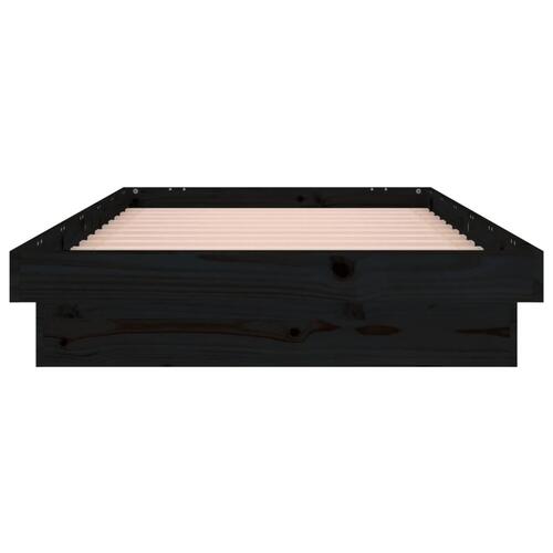 Sengeramme med LED-lys 90x190 cm Single massivt træ sort