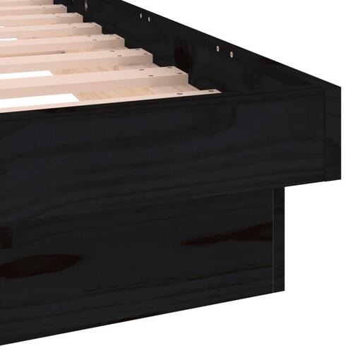 Sengeramme med LED-lys 90x190 cm Single massivt træ sort