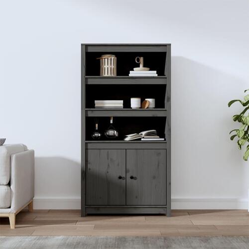 Skab 80x35x154 cm massivt fyrretræ grå