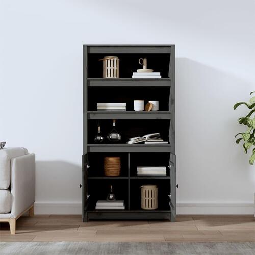 Skab 80x35x154 cm massivt fyrretræ grå