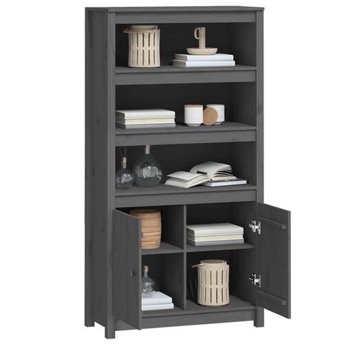Skab 80x35x154 cm massivt fyrretræ grå