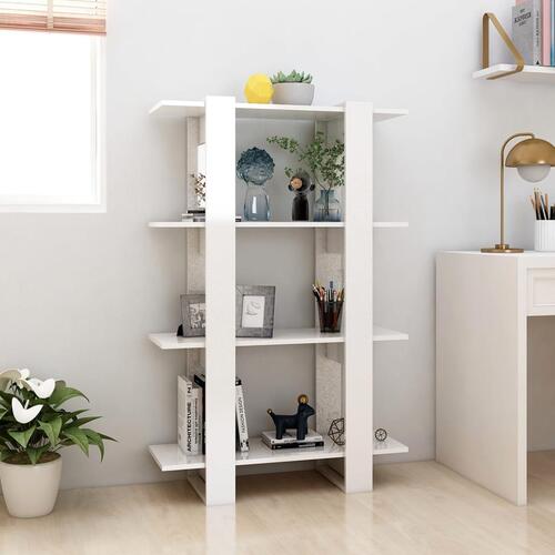 Bogskab/rumdeler 80x30x123,5 cm hvid højglans