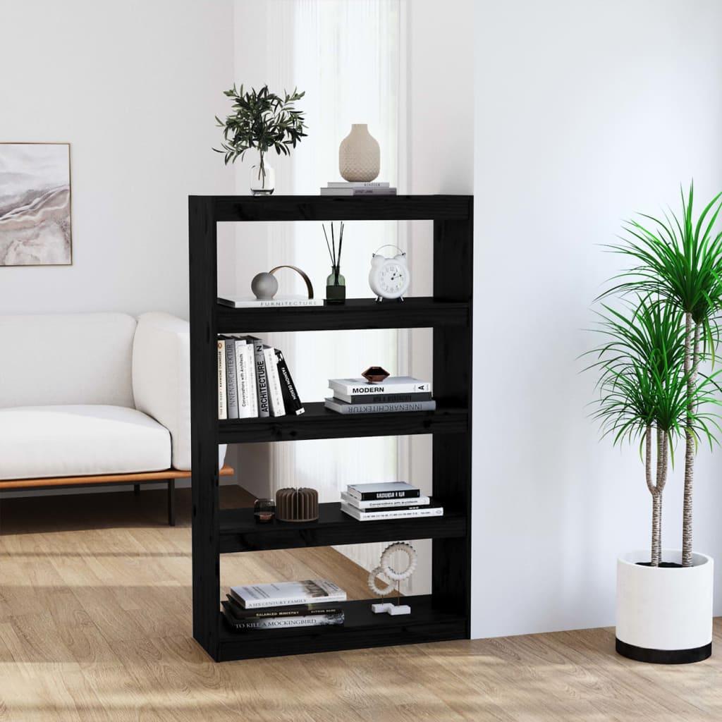 Bogreol/rumdeler 80x30x135,5cm massivt fyrretræ sort