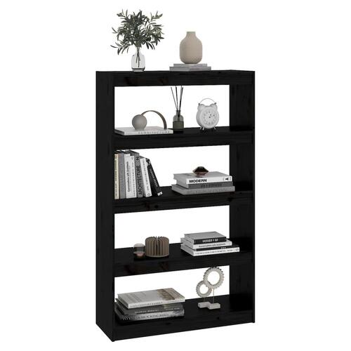 Bogreol/rumdeler 80x30x135,5cm massivt fyrretræ sort