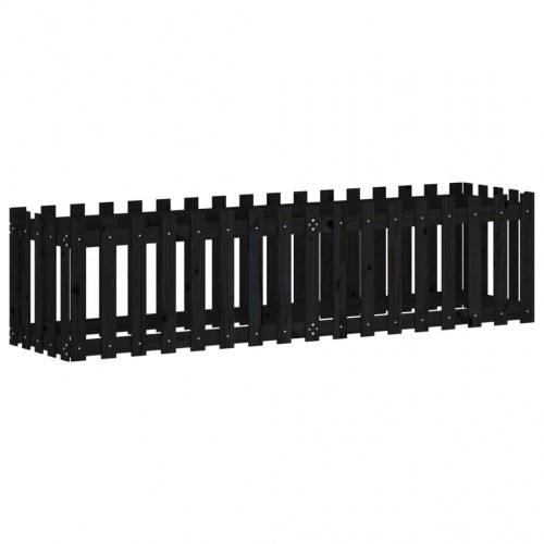 Højbed med stakitdesign 200×50×50 cm - massivt fyrretræ, sort