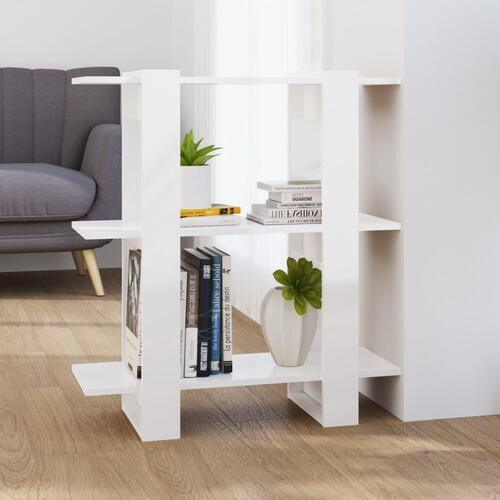 Bogskab/rumdeler 80x30x87 cm hvid højglans
