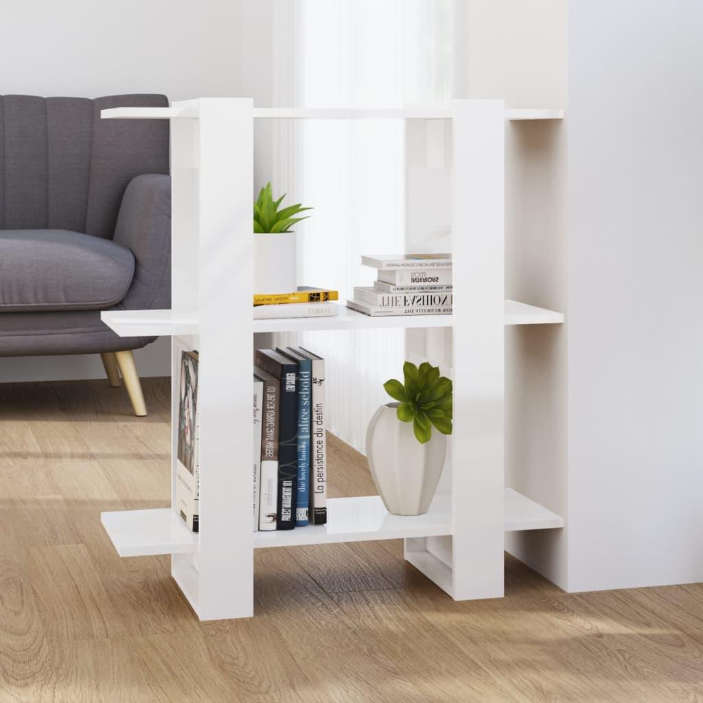 Bogskab/rumdeler 80x30x87 cm spånplade hvid højglans