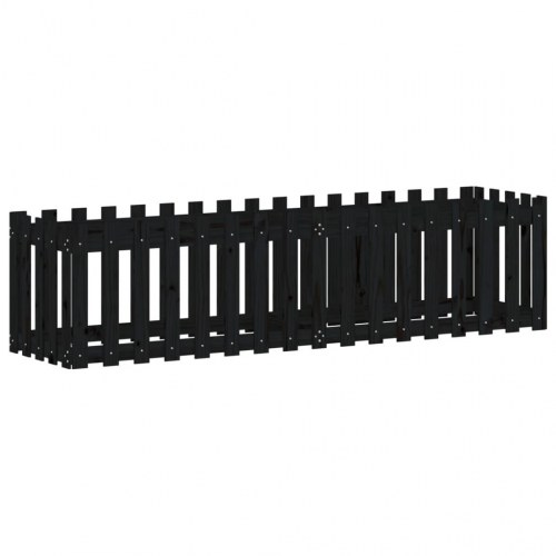 Højbed med stakitdesign 200×50×50 cm - massivt fyrretræ, sort