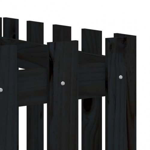 Højbed med stakitdesign 200×50×50 cm - massivt fyrretræ, sort