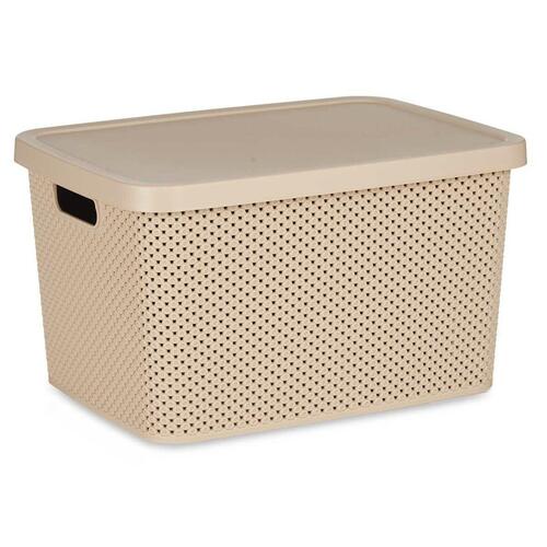 Opbevaringsboks med låg Beige Plastik 19 L 28 x 22 x 39 cm (12 enheder)