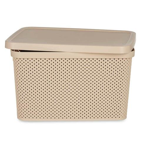 Opbevaringsboks med låg Beige Plastik 19 L 28 x 22 x 39 cm (12 enheder)