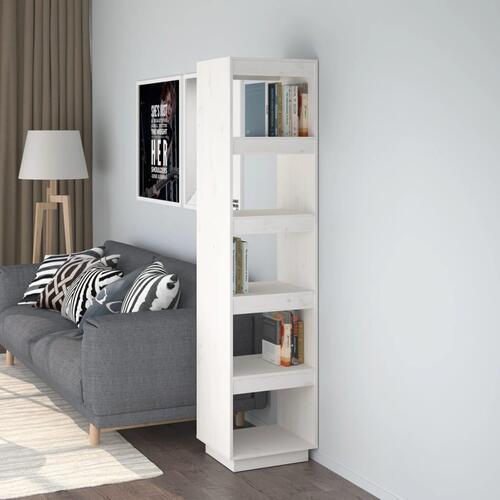 Bogreol/rumdeler 40x35x167 cm massivt fyrretræ hvid