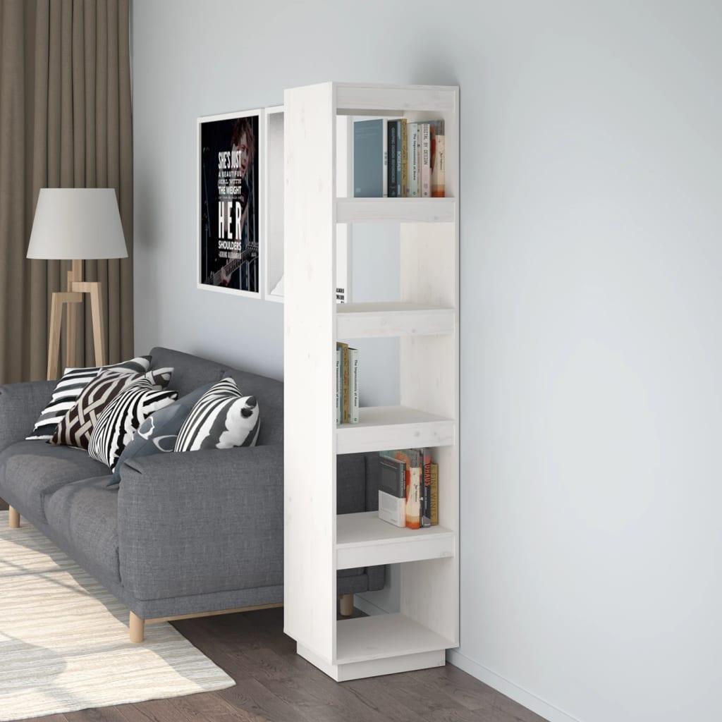 Bogreol/rumdeler 40x35x167 cm massivt fyrretræ hvid