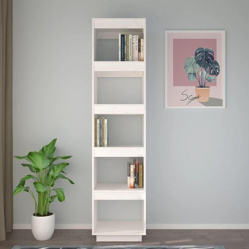 Bogreol/rumdeler 40x35x167 cm massivt fyrretræ hvid