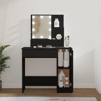 Makeupbord med LED-lys 86,5x35x136 cm sort