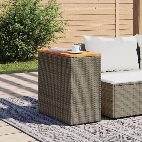 Havesidebord med trætop 58x27,5x55 cm polyrattan grå