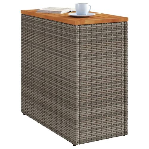 Havesidebord med trætop 58x27,5x55 cm polyrattan grå