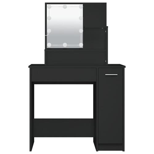 Makeupbord med LED-lys 86,5x35x136 cm sort