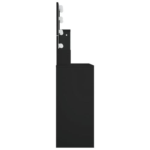 Makeupbord med LED-lys 86,5x35x136 cm sort