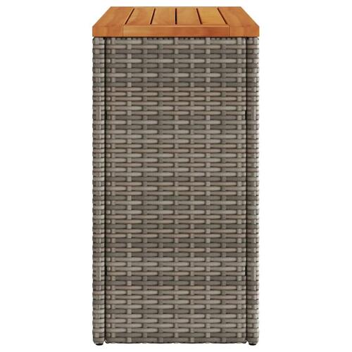 Havesidebord med trætop 58x27,5x55 cm polyrattan grå