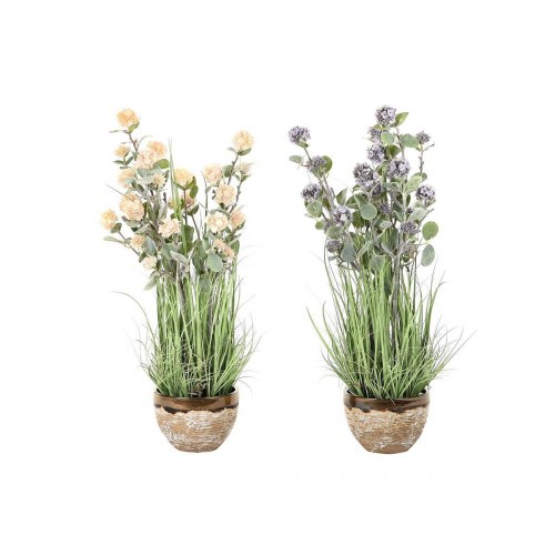 Dekorativ plante 30 × 30 × 78 cm - Pink/Grøn, metal potte, PVC (2 stk.)