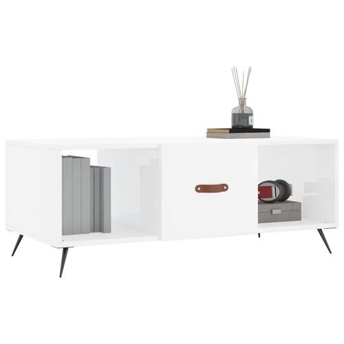Sofabord 102x50x40 cm konstrueret træ hvid højglans