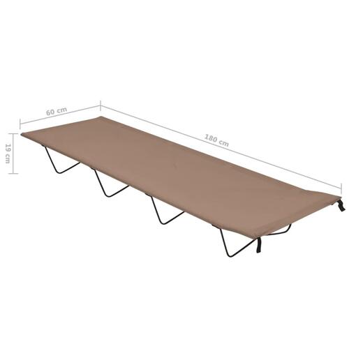 Campingseng 180x60x19 cm oxfordstof og stål gråbrun