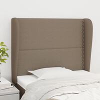 Sengegavl med kanter 103x23x118/128 cm stof gråbrun