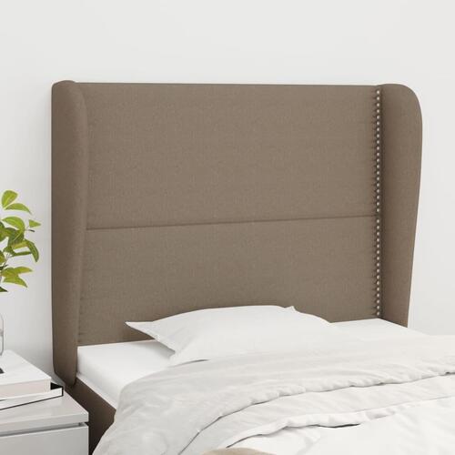 Sengegavl med kanter 103x23x118/128 cm stof gråbrun