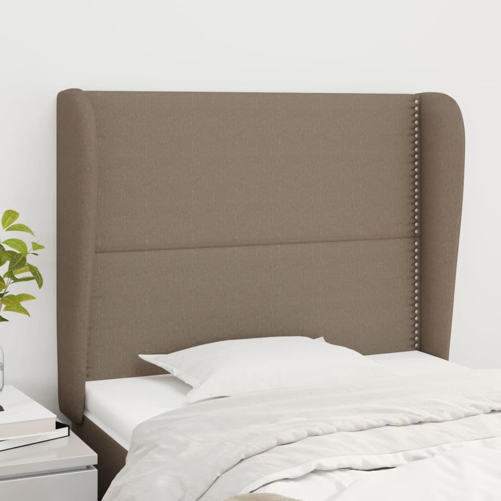 Sengegavl med kanter 103x23x118/128 cm stof gråbrun