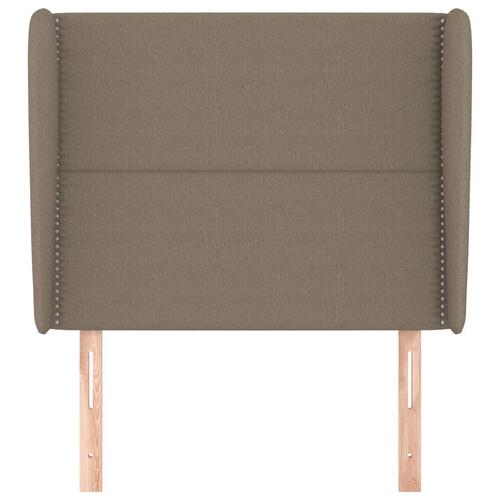 Sengegavl med kanter 103x23x118/128 cm stof gråbrun