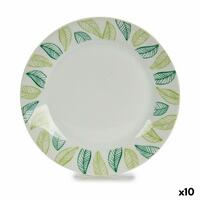 Desserttallerken Ark Hvid Grøn Ø 19 cm Porcelæn (10 enheder)