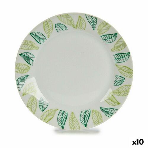 Desserttallerken Ark Hvid Grøn Ø 19 cm Porcelæn (10 enheder)