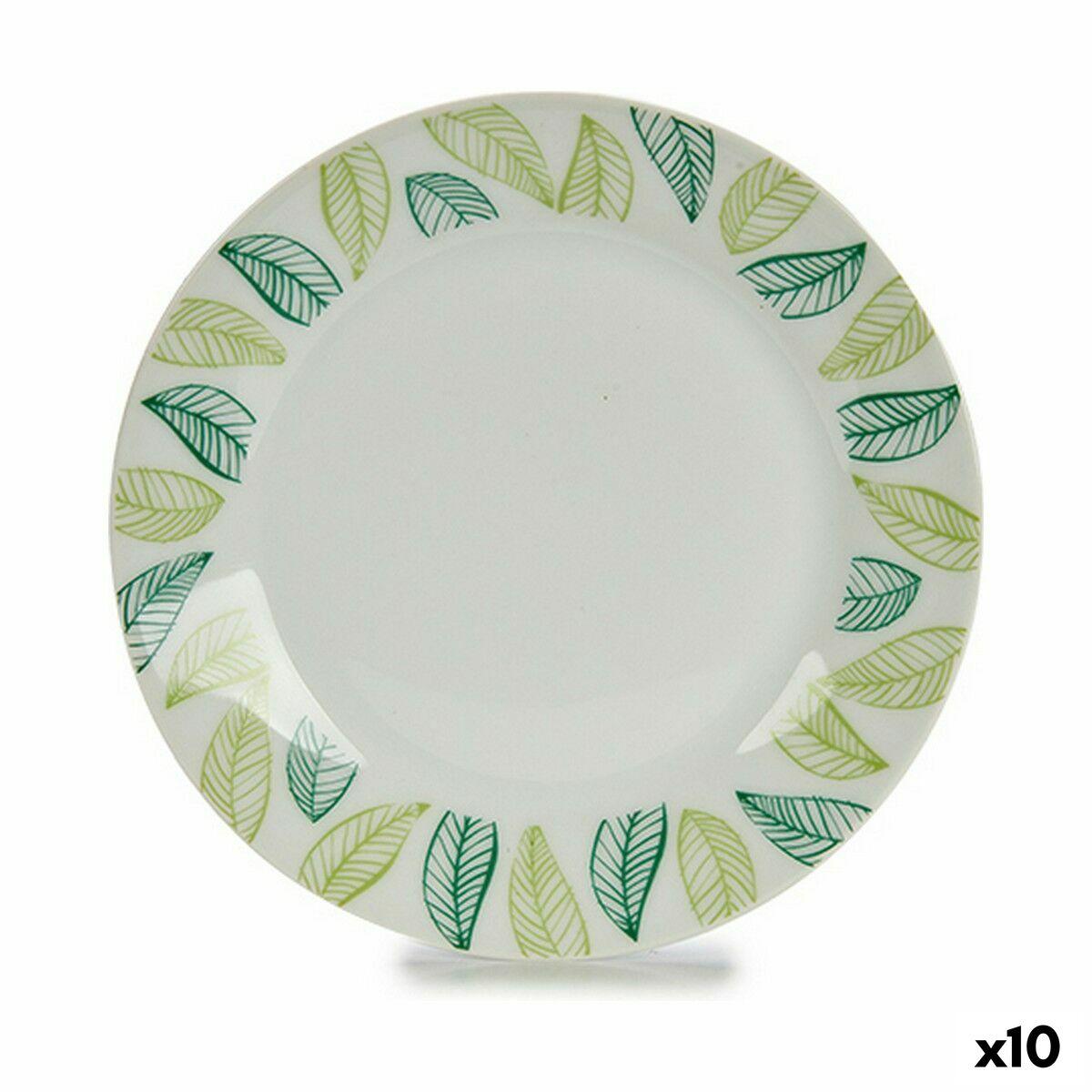 Desserttallerken Ark Hvid Grøn Ø 19 cm Porcelæn (10 enheder)