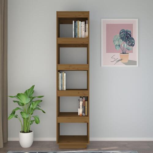 Bogreol/rumdeler 40x35x167 cm massivt fyrretræ gyldenbrun