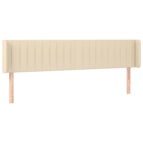 Sengegavl med kanter 163x16x78/88 cm stof cremefarvet