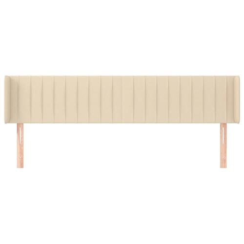 Sengegavl med kanter 163x16x78/88 cm stof cremefarvet