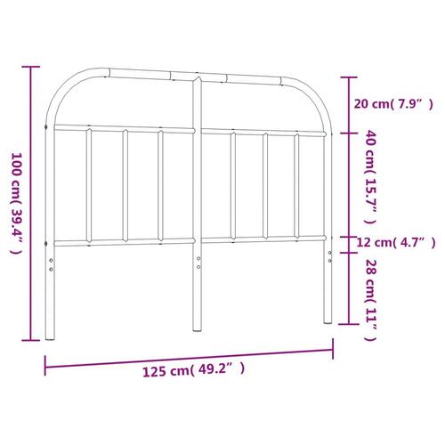 Sengegavl 120 cm metal sort