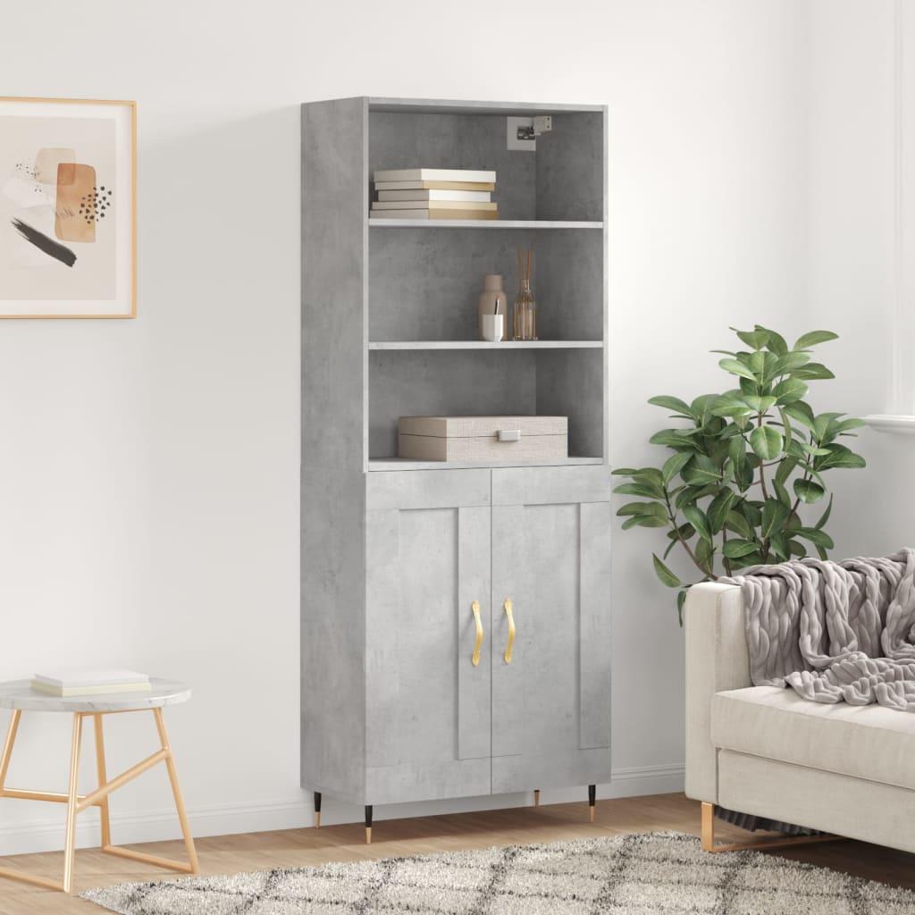 Højskab i konstrueret træ 69,5×34×180 cm - betongrå billede