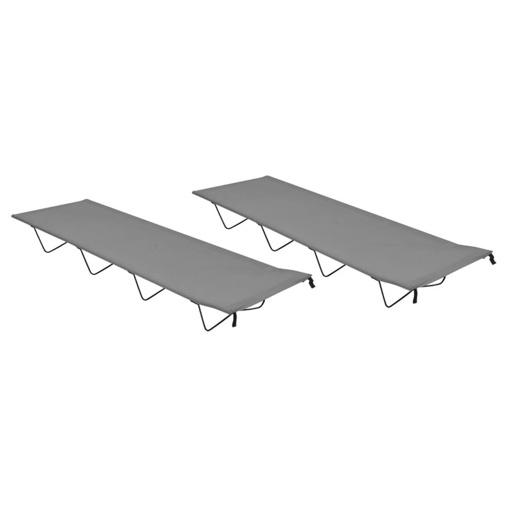 Campingsenge 2 stk. 180x60x19 cm oxfordstof og stål grå