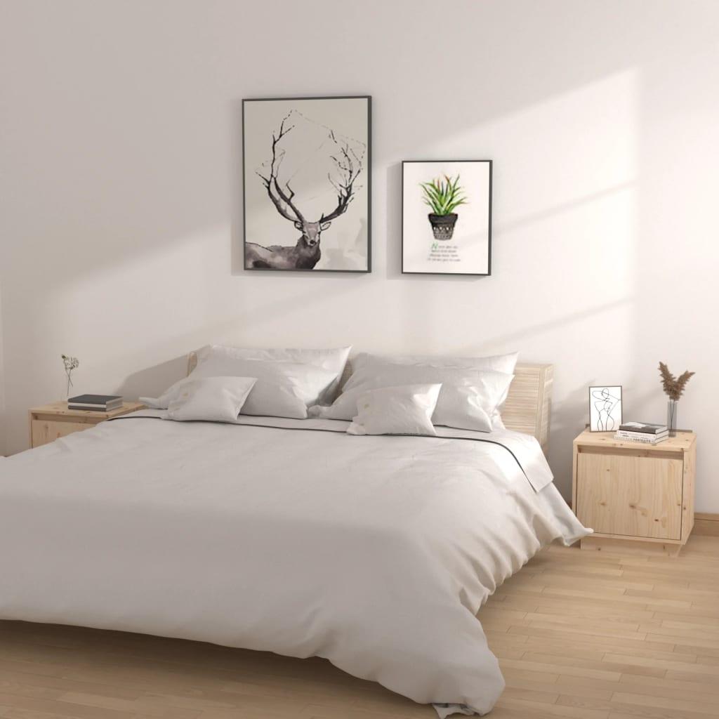 Sengeborde 2 stk. 40x30x40 cm massivt fyrretræ