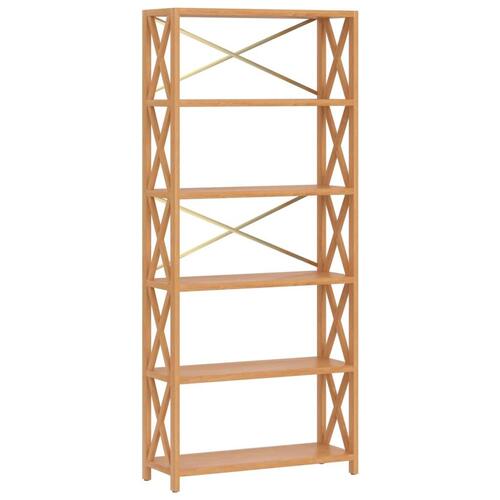 Reol med 6 hylder 80x30x181 cm massivt egetræ