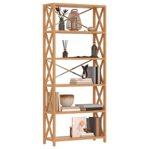 Reol med 6 hylder 80x30x181 cm massivt egetræ