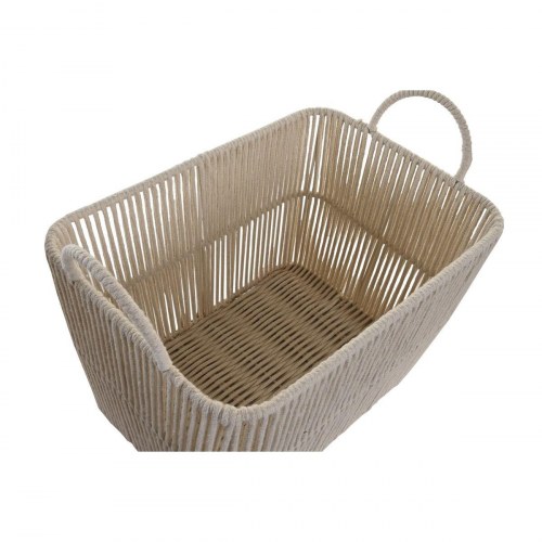 Kurvesæt - beige metal og bomuld, 3 dele