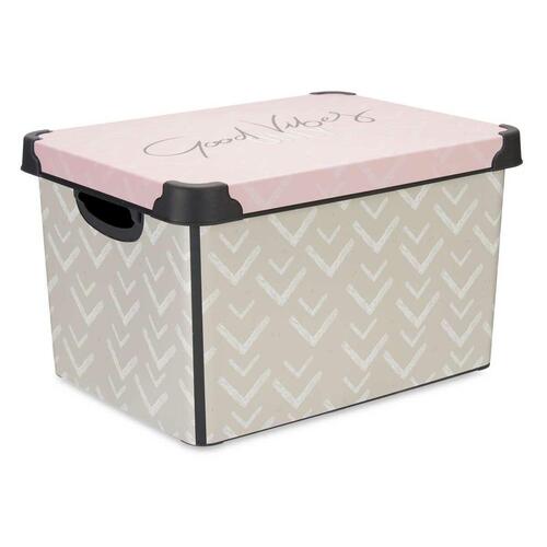 Opbevaringsboks med låg Vibes Pile Pink Plastik 17 L 28 x 22 x 37 cm (12 enheder)